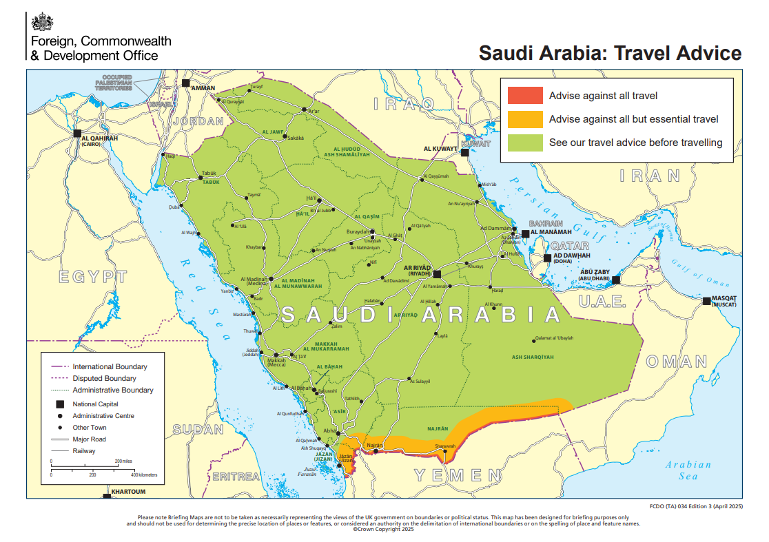 United Kingdom Advises Its Nationals to Leave Four Regions of Saudi Arabia